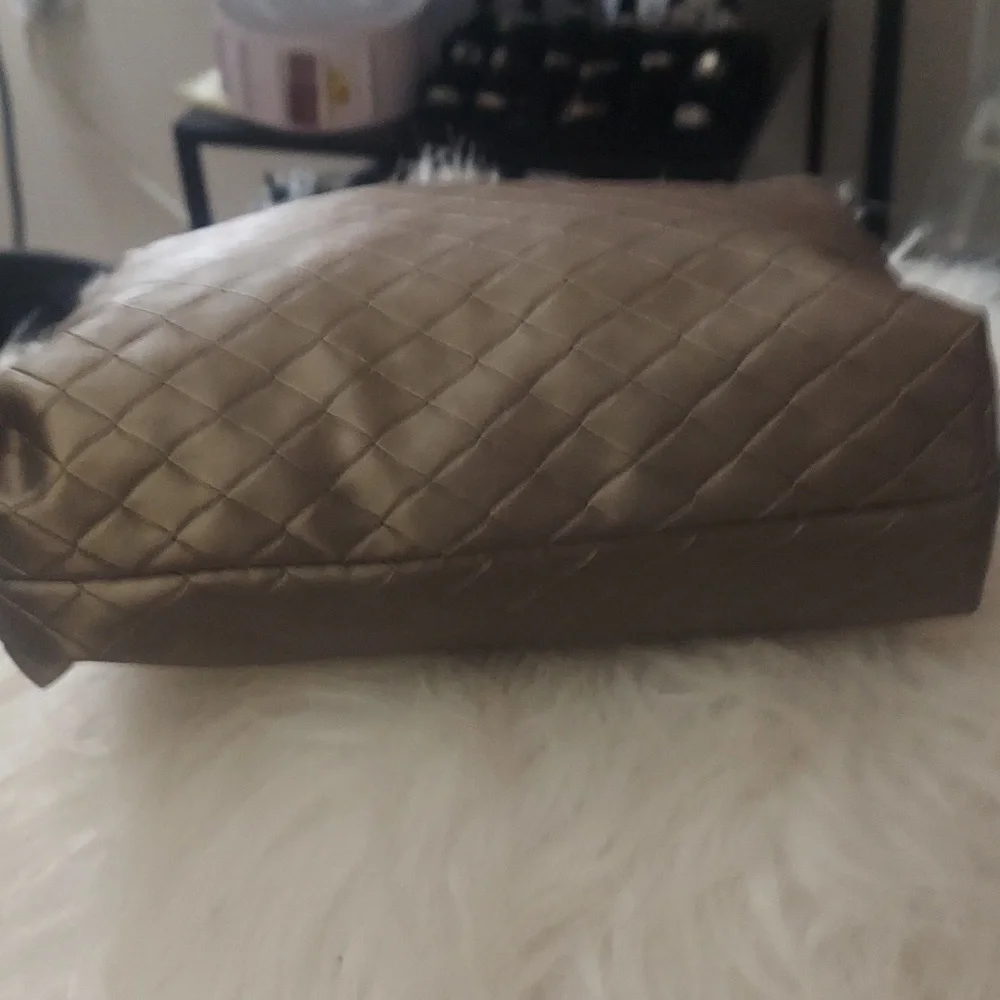 SeI Bella Quilted Woven Metallic Cosmetic Pouch Zip Bag